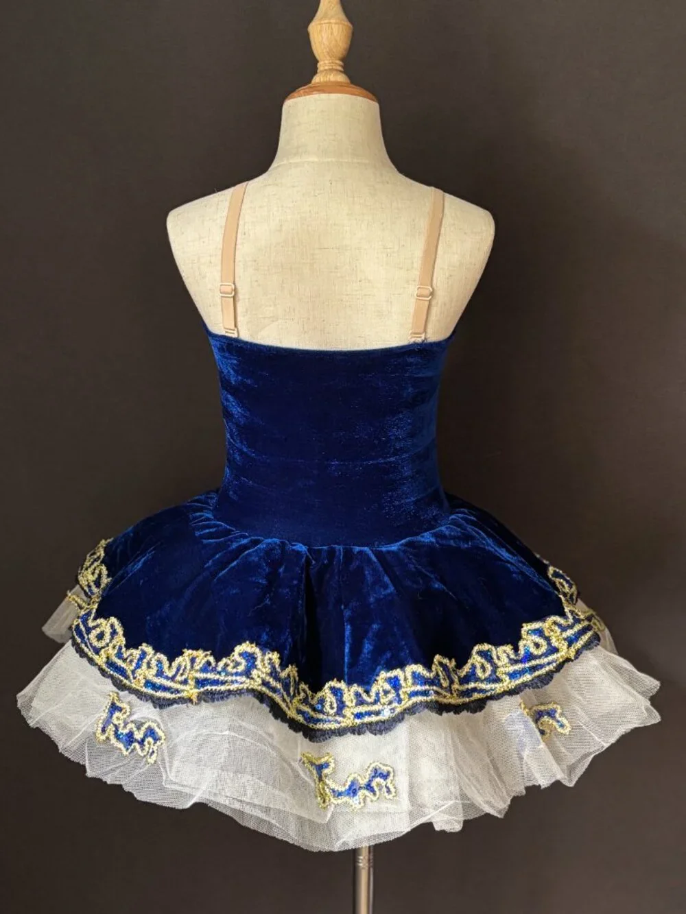 Revolution Dancewear Midnight Blue Velvet Ballet Tutu Costume Gold Sequin MC
